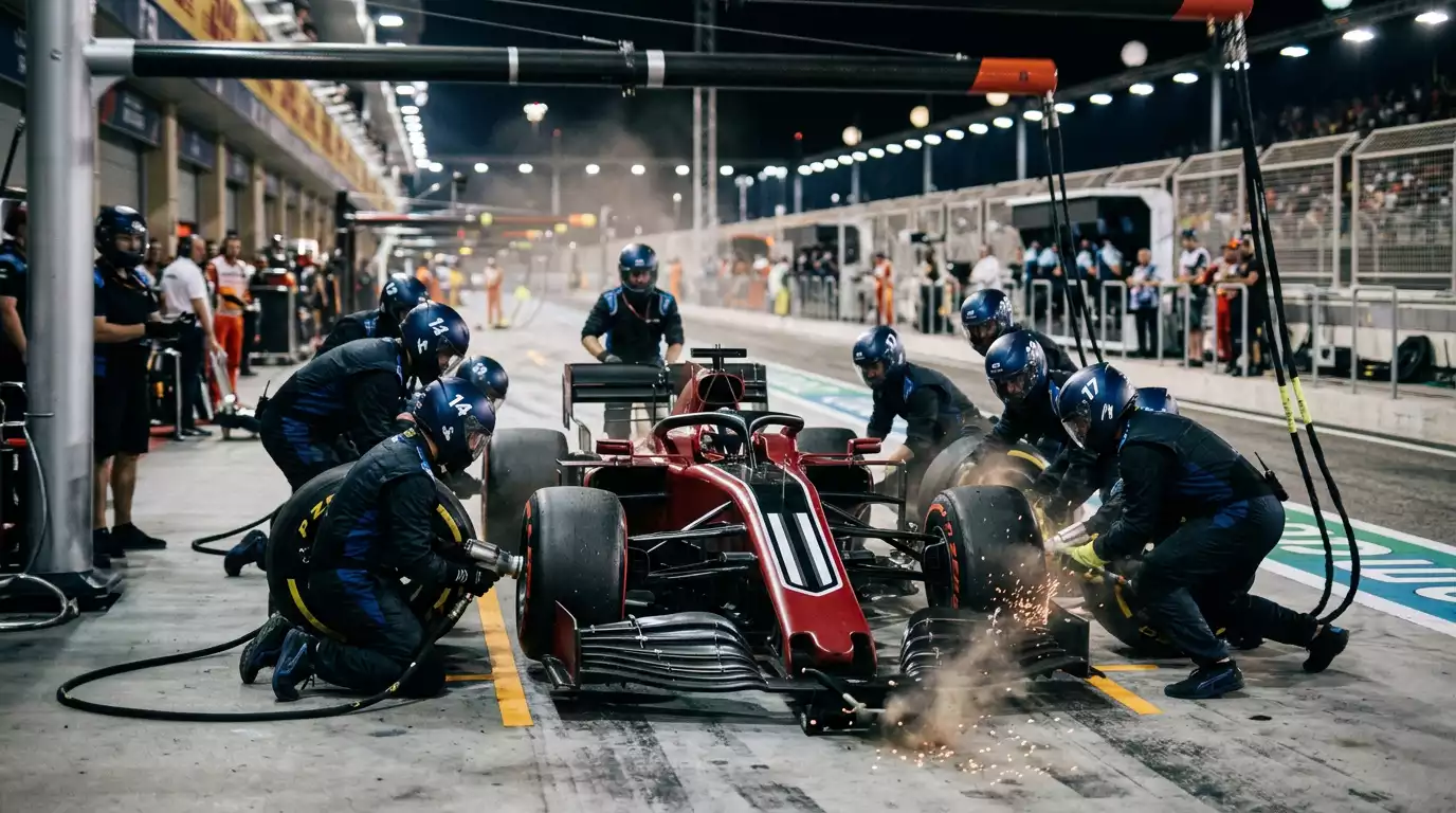Apuestas en vivo durante una carrera de Fórmula 1 con datos de tiempos y pit stops