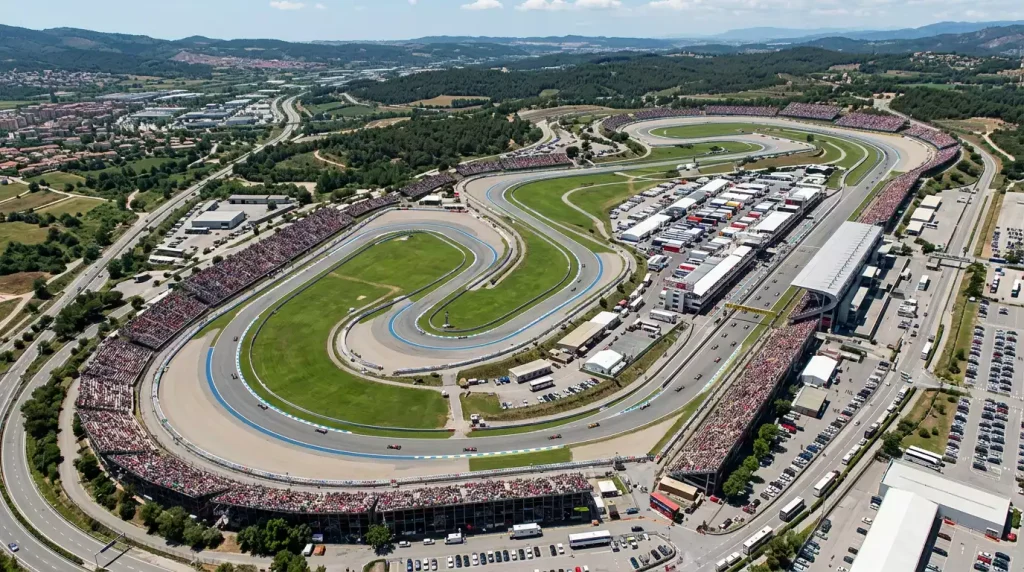 Circuito de Fórmula 1 visto desde el aire con fecha de Gran Premio