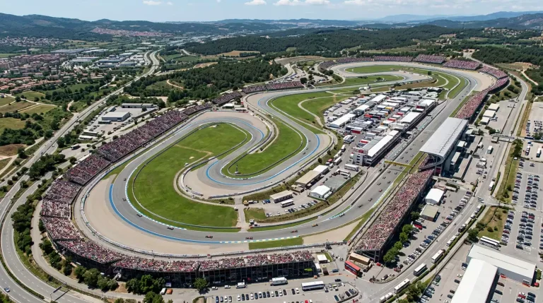 Circuito de Fórmula 1 visto desde el aire con fecha de Gran Premio
