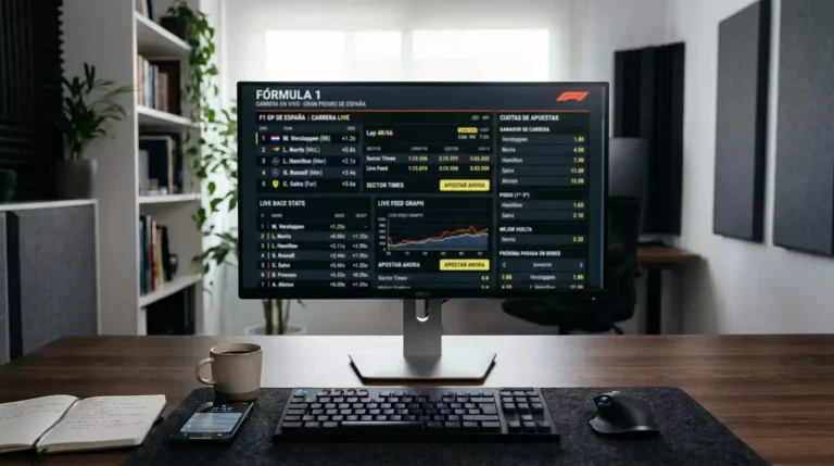 Pantalla de ordenador mostrando cuotas de apuestas de Fórmula 1