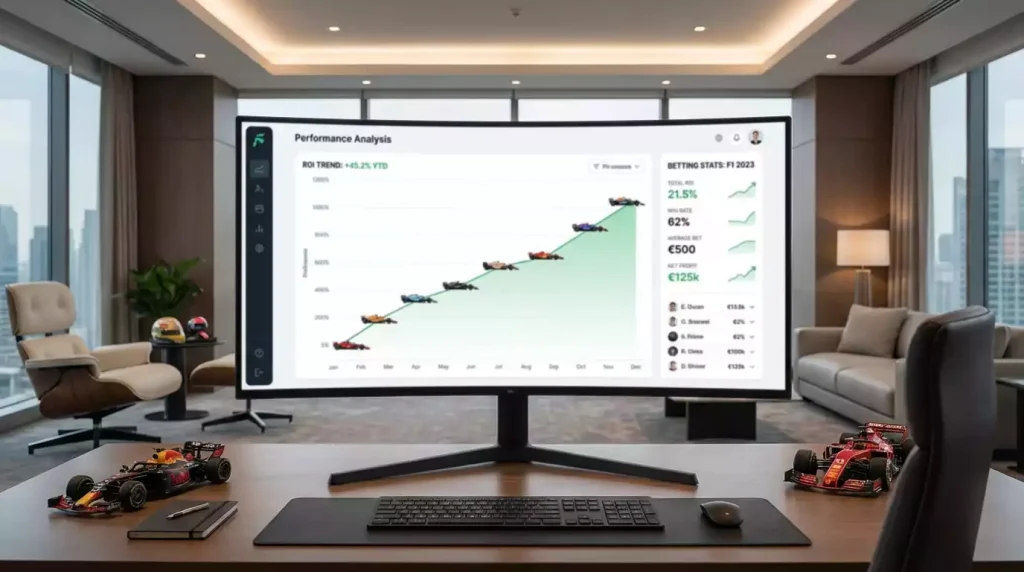 Gráfico de rendimiento de apuestas de Fórmula 1 en pantalla